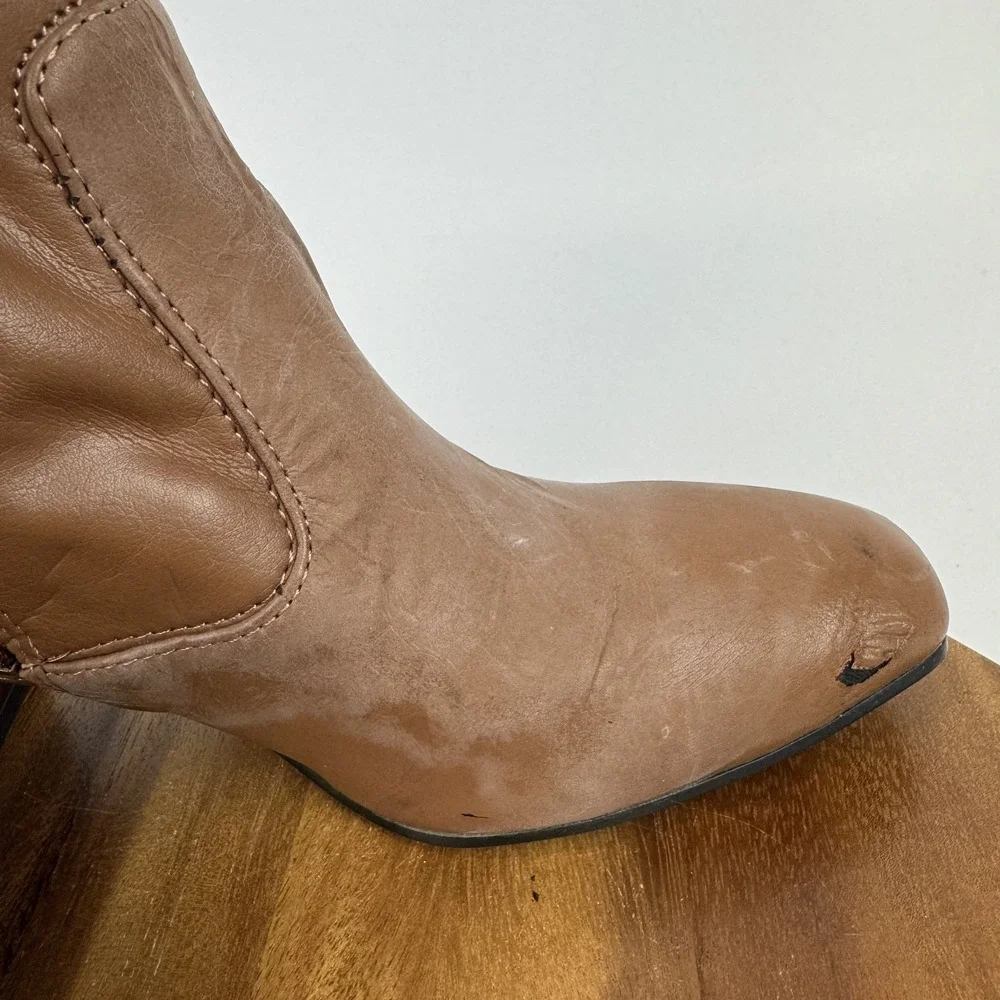 Womens New Franco Sarto Talfer Brown Faux Leather‎ Knee High Riding Boots Size 8